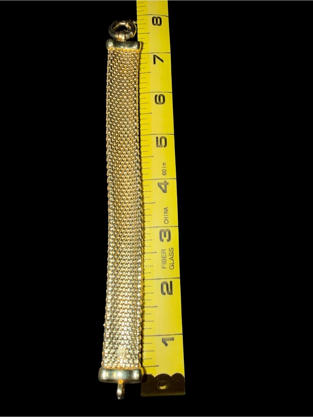 Vintage Italian JCM Gold Vermeil Over Sterling Silver Wide Mesh Bracelet 7.5" - Picture 3 of 5